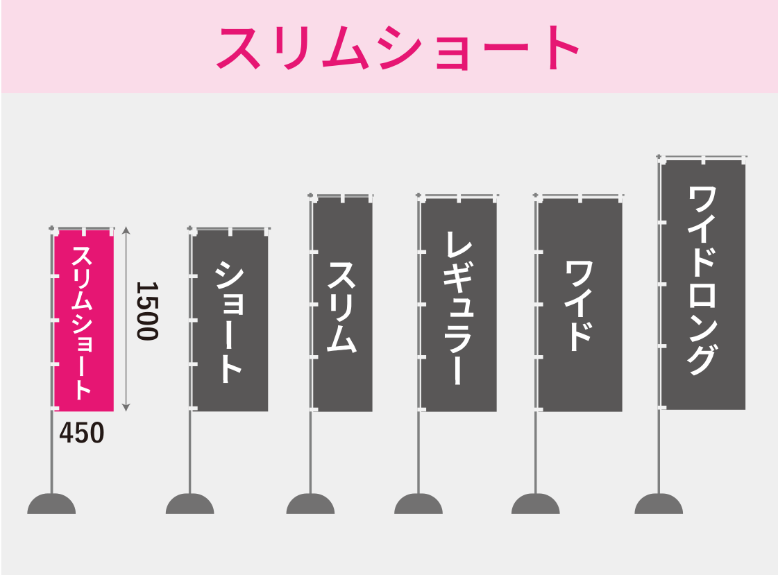 スリムショート:1500×450mm